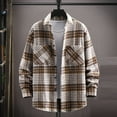thumbnail image 1 of lulshou 2025 Plaid Shirt Men for Man Saving Men's Casual Cotton Plaid Shirts Long Sleeve Button-Down Flannel Overshirt Jacket Khaki-L, 1 of 6