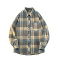thumbnail image 1 of lulshou 2025 Plaid Shirt Men for Man Saving Men's Casual Dress Long Sleeve Buffalo Plaid Checkered Fitted Flannel Shirt Gray-3XL, 1 of 5