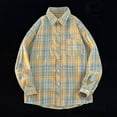 thumbnail image 1 of lulshou 2025 Plaid Shirt Men for Man Saving Men's Casual Dress Long Sleeve Buffalo Plaid Checkered Fitted Flannel Shirt Yellow-M, 1 of 5