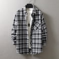 thumbnail image 1 of lulshou 2025 Plaid Shirt Men for Man Saving Men's Flannel Shirts Casual Button Down Plaid Shirt Jacket Long Sleeve Fleece Shacket with Pockets Gray-L, 1 of 8