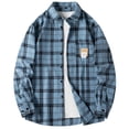 thumbnail image 1 of lulshou 2025 Plaid Shirt Men for Man Saving Men's Plaid Shirt Jacket -Long Sleeved Quilt Lined Brushed Flannel Rugged Shirt Blue-3XL, 1 of 4