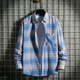 thumbnail image 1 of lulshou 2025 Plaid Shirt Men for Man Saving Mens Button Down Shirts Regular Fit Long Sleeve Casual Plaid Flannel Shirt Blue-3XL, 1 of 5