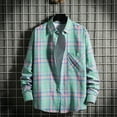 thumbnail image 1 of lulshou 2025 Plaid Shirt Men for Man Saving Mens Button Down Shirts Regular Fit Long Sleeve Casual Plaid Flannel Shirt Green-L, 1 of 4