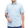 thumbnail image 1 of lulshou 2025 Summer T Shirts for Man Saving Men's Henley Shirts Short Sleeve Casual Lightweight Slim Fit Basic Button T-Shirt with Pocket,Light Blue-XL, 1 of 2