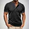 thumbnail image 1 of lulshou 2025 Summer T Shirts for Man Saving Men's Fashion Casual Front Placket Short Sleeve Henley T-Shirts Cotton Shirts,Black-L, 1 of 9