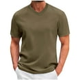 thumbnail image 1 of lulshou 2025 Summer T Shirts for Man Saving Mens Henley Shirts Short Sleeve Casual Button Down Shirts Lightweight Summer Basic Tee,Khaki-XL, 1 of 5