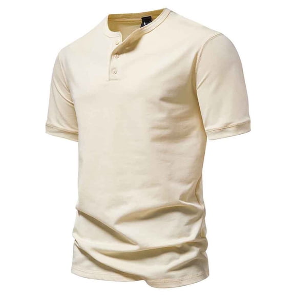 lulshou 2025 Summer T Shirts for Man Saving Mens Henley Shirts Short Sleeve Casual Button Down Shirts Lightweight Summer Basic Tee,Yellow-L