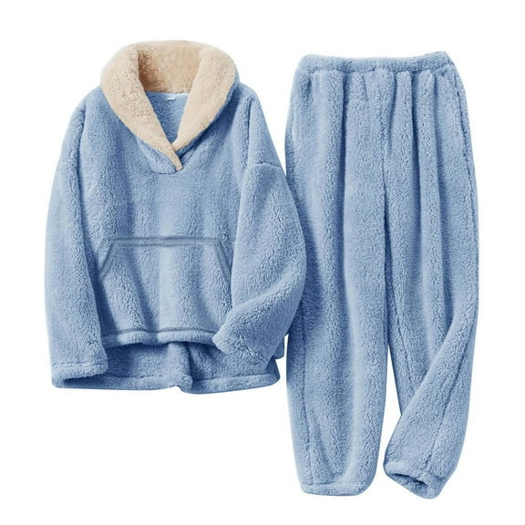 lulshou 5-12Years Girls Boys Fleece Pants Sets Fuzzy 2 Piece Outfits Lapel Collar Pullover Sweatshirt Set Sweatsuit Homewear Pajamas Set Top   Pants on Clearance