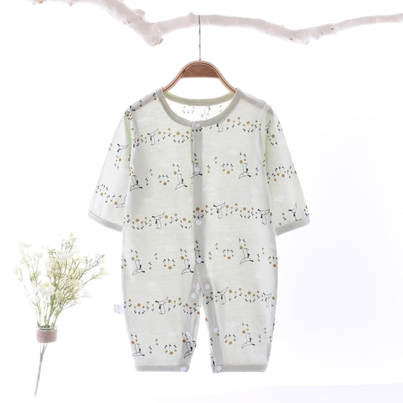 lulshou Baby Breathable Long Sleeve Bodysuit Print Romper Summer Onesie for Newborn Infant