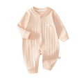 thumbnail image 1 of lulshou Baby Romper Male and Female Babies Bodysuit Solid Color Button Long Sleeved Round Neck Jumpsuit on Clearance, 1 of 3