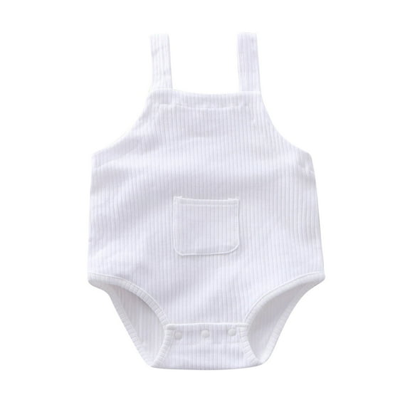 lulshou Baby Romper One Piece Bodysuit Baby Practice Crawling Suit Solid Color Pocket Jumpsuit Overalls Rompers on Clearance