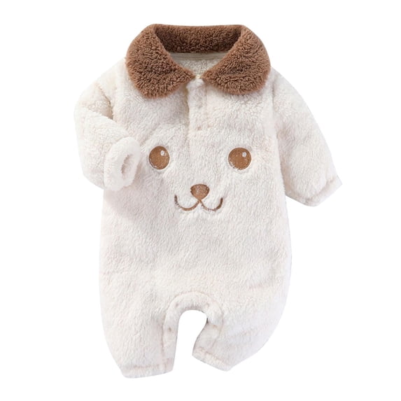 lulshou Baby Romper Toddler Baby Girls Boys Long Sleeve Solid Color Warm Onesie Round Neck Jumpsuit Romper Bodysuit on Clearance