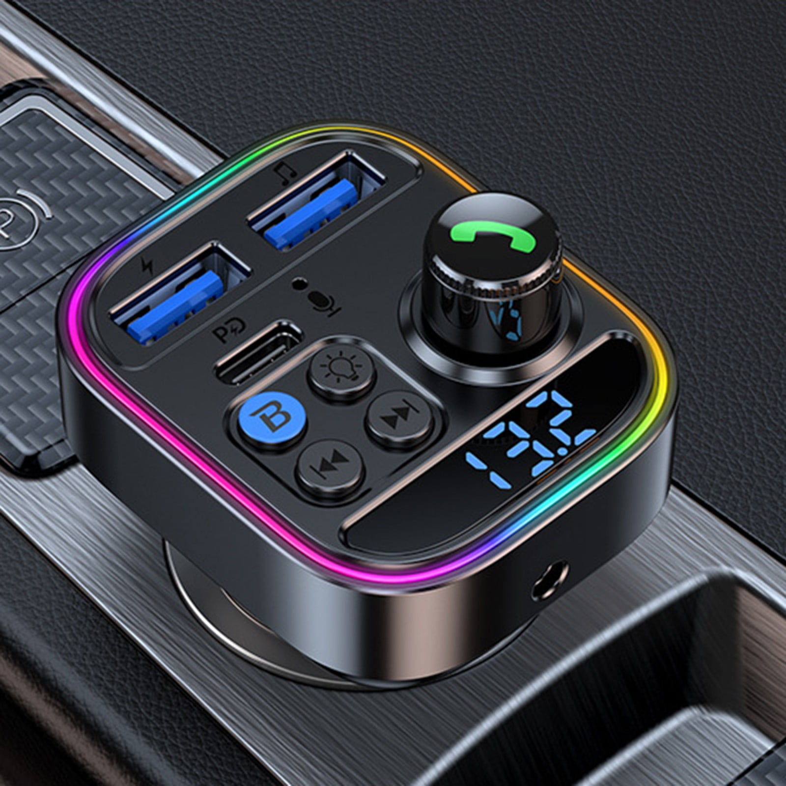 lulshou Car Mp3 Player 7color LED Display USB Handsfree Call HIFI