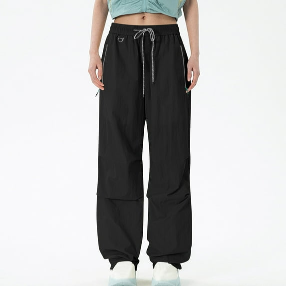 lulshou Cargo Pants Women Outdoor Quick-Drying Cargo Paratrooper Pants Curved-Leg Athletic Fit for Hiking & Outdoor Activities, Black, XL