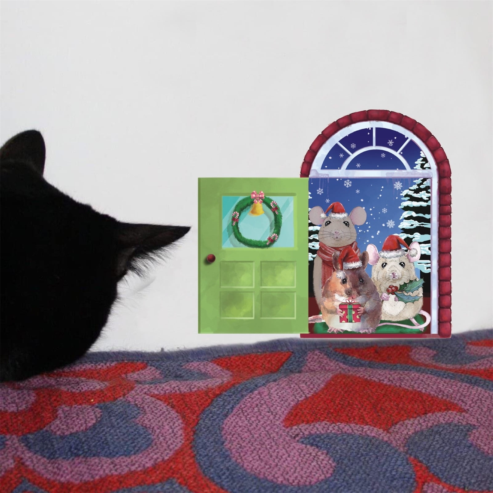 lulshou Christmas Mouse Hole Wall Sticker Selfadhesive Skirting