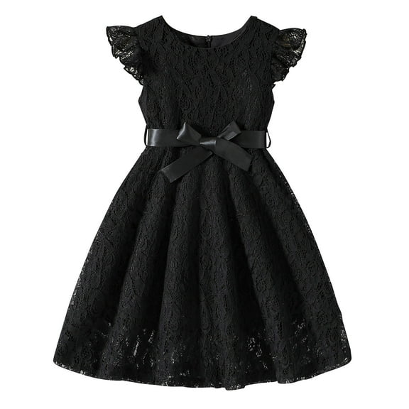 lulshou Girls' Dresses Toddler Kids Girls Fashion Cute Solid Color Lace Sleevedless Skirt Princess Dress Black