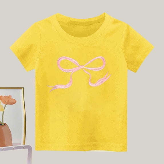 lulshou Girls Shirts Girls' Fashion Casual Letter Printed Round Neck Short Sleeve Top Summer Tops