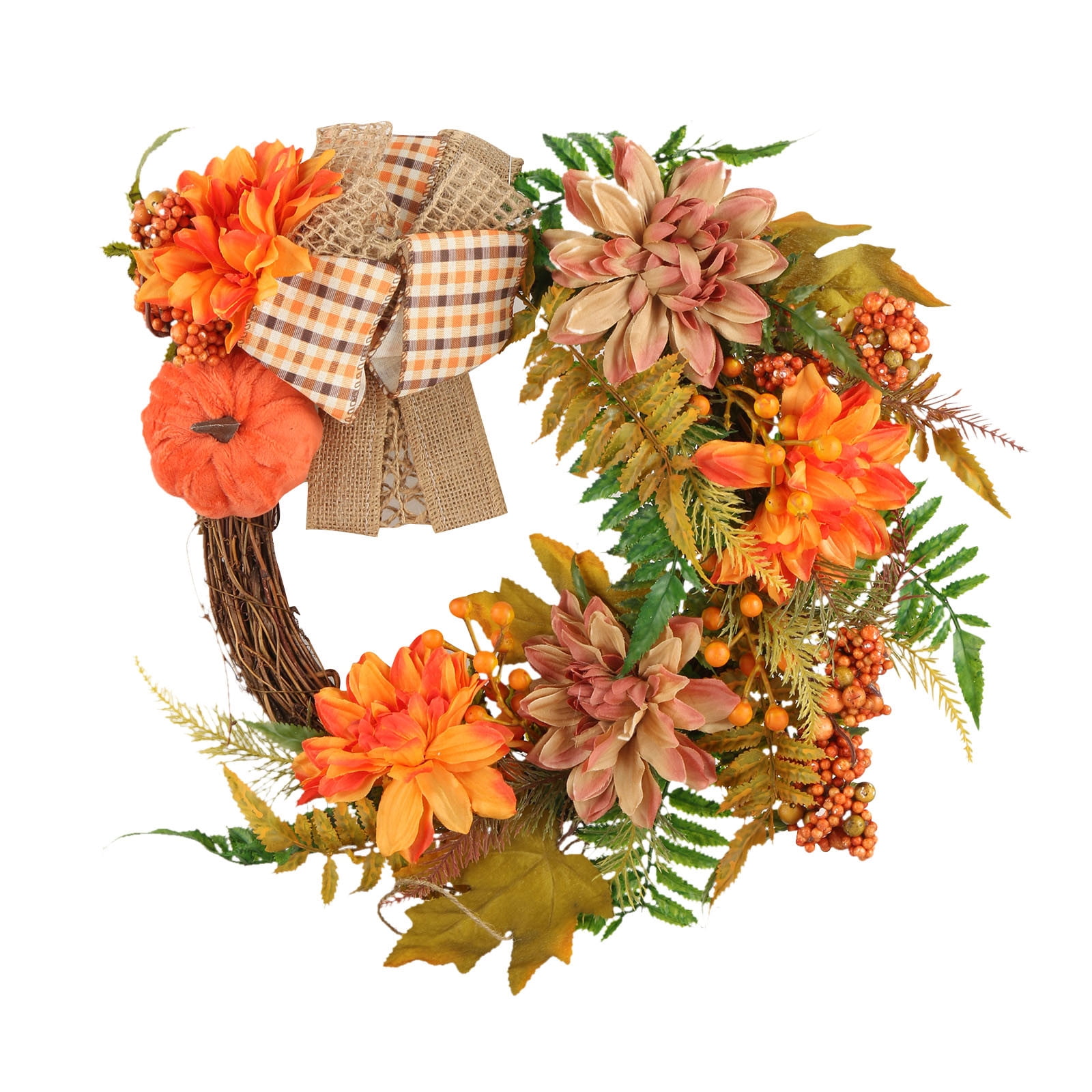 lulshou Halloween Fall Pumpkin Truck Stolen Goods Wreath Doorplate Home