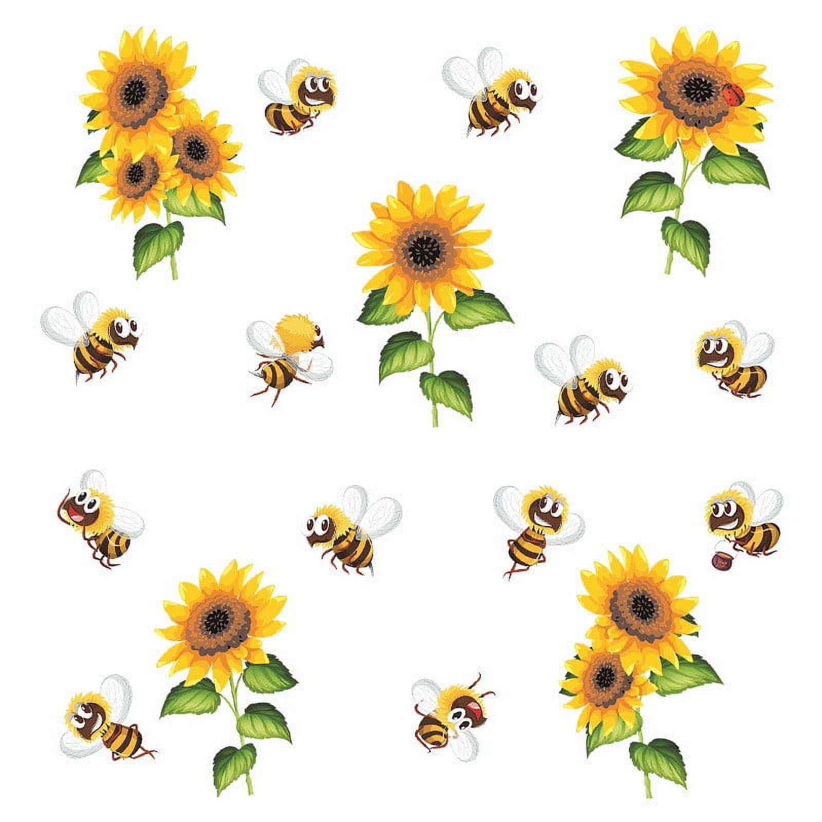 lulshou Home Decor Small Bees, Animals, Wall Stickers, Sunflower Plants, Flowers, Glass Window Stickers