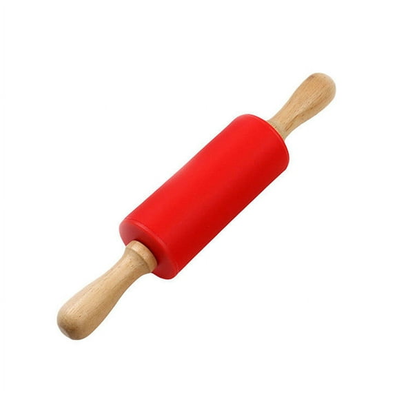 lulshou Home & kitchen,Wooden Handle Silicone Rollers Rolling Pin Kid Kitchen Cooking Baking Tool on Clearance