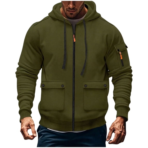 lulshou Hoodies for Men Workout Hooded Jacket with Multiple Pockets Zip Up Pullover Sweatshirt for Gym Running Outdoor Casual Wear, XXL