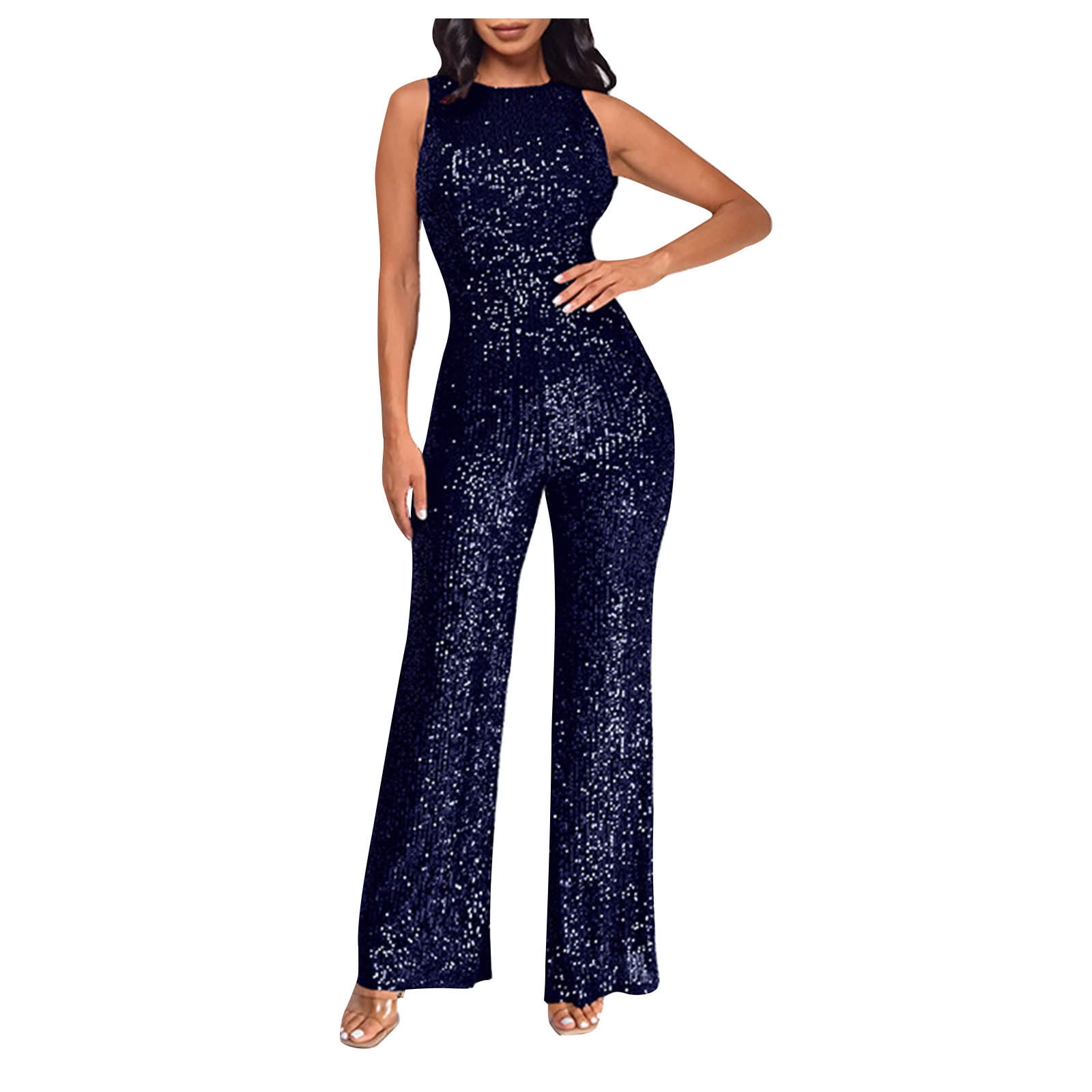 TTUHYWXI Women Cocktail Party Romper Fashion Sequin Clubwear