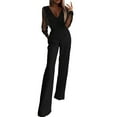 thumbnail image 1 of lulshou Jumpsuits for Women, Women's Fashion Sexy V-neck Solid Color Sequin Mesh Patchwork Party Jumpsuit Pocket Straight Pants Women's Jumpsuits, Rompers & Overalls, XXL, 1 of 6