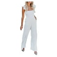 thumbnail image 1 of lulshou Jumpsuits for Women, Women's Solid Color Comfortable Casual Versatile Suspender One-piece Wide Leg Pants Women's Jumpsuits, Rompers & Overalls, White XL, 1 of 5