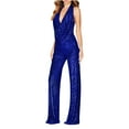 thumbnail image 1 of lulshou Jumpsuits for Women, Women Sequin Color Short-sleeved Casual Jumpsuit Women's Jumpsuits, Rompers & Overalls, Blue XXXL, 1 of 3