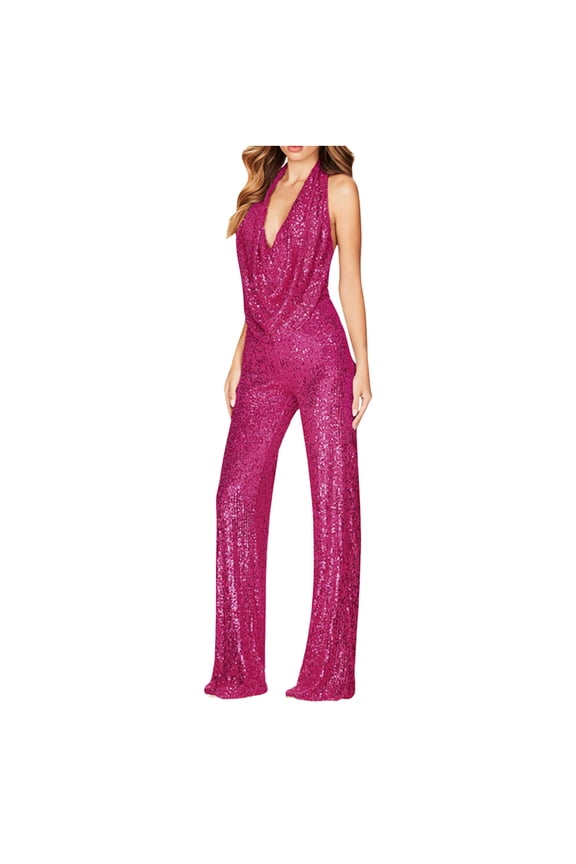 Jumpsuits for Women, Women Sequin Color Short-sleeved Casual Jumpsuit Women's Jumpsuits, Rompers & Overalls, Hot XXXL