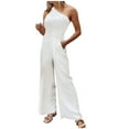 thumbnail image 1 of lulshou Jumpsuits for Women, Women Summer European and Sling Solid Casual Jumpsuit Women's Jumpsuits, Rompers & Overalls, White M, 1 of 6