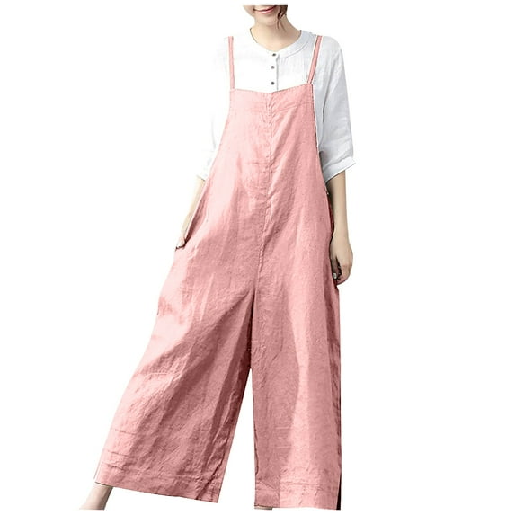 lulshou Jumpsuits for Women, Women's Summer New Women's Casual Color Collar Loose Suspenders Jumpsuit Women's Jumpsuits, Rompers & Overalls, XXL