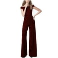 thumbnail image 1 of lulshou Jumpsuits for Women, Womens Fashion Color Color Romper Casual Sleeveless Jumpsuit Pants Women's Jumpsuits, Rompers & Overalls, Wine S, 1 of 6