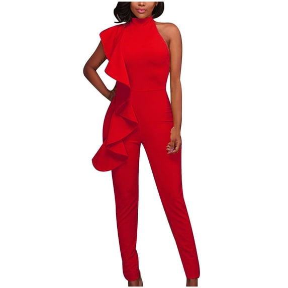 lulshou Jumpsuits for Women, Womens Fashion Color Color Romper Summer Casual Sleeveless Jumpsuit Pants Women's Jumpsuits, Rompers & Overalls, Red M