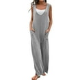 thumbnail image 1 of lulshou Jumpsuits for Women, Womens Fashion Summer Solid Casual Pocket Sleeveless Suspender Jumpsuit Women's Jumpsuits, Rompers & Overalls, Gray XL, 1 of 8