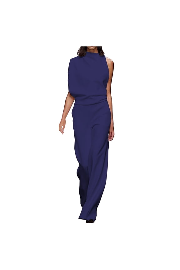 Jumpsuits for Women, Womens Fashion Summer Solid Casual Pocket Sleeveless Suspender Jumpsuit Women's Jumpsuits, Rompers & Overalls, Navy S