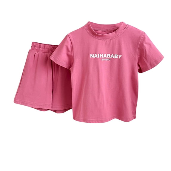 lulshou Kids Summer Clothes Children Print Loose Boy Girl Pockets Shorts Short Sleeve Round-Neck Blouses T-shirt Sets