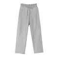 thumbnail image 1 of lulshou Linen Pants Women Casual Cotton Linen Straight Leg Pants Full-Length Solid Color with Drawstring & Elastic Waist, Versatile for Spring & Fall Daily Outfits, Gray, XXXXL, 1 of 3