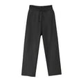thumbnail image 1 of lulshou Linen Pants Women Casual Cotton Linen Straight Leg Pants Full-Length Solid Color with Drawstring & Elastic Waist, Versatile for Spring & Fall Daily Outfits, Black, L, 1 of 3
