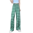 thumbnail image 1 of lulshou Lounge Pants Women Plaid High Waisted Straight Leg Pants Loose Fit Draping Full Length Trousers for Casual Wear, Green, Free Size, 1 of 8