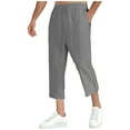 thumbnail image 1 of lulshou Men's Cropped Casual Pants with Drawstring Waist , Multi-Functional Beach Light Yoga Trousers for Men, Elastic Ankle-Length Short Long Pants, Gray, XXL, 1 of 7