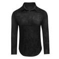 thumbnail image 1 of lulshou Men's Fashion Silk Satin Shirt Long Sleeve Turndown Collar Pocket Button Blouse/Shirt Long Sleeve Shirts for Men, Black, S, 1 of 4