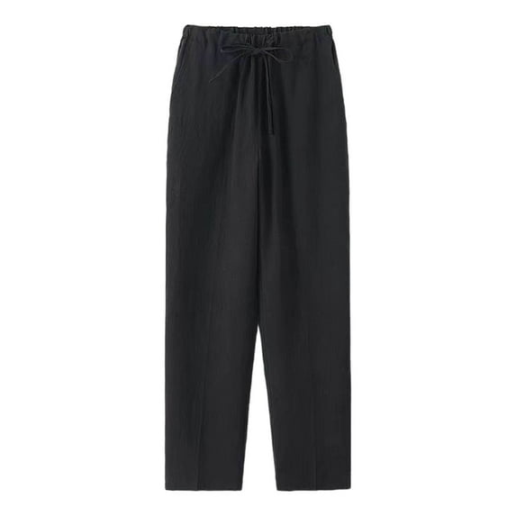 lulshou Men's Pants Solid Color Straight-Leg Pants Casual Trousers Comfortable Loose Fit Pants for Daily Wear & Outdoor, Black, XXXXL