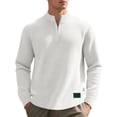 thumbnail image 1 of lulshou Men's Small Plaid Sweatshirt Long Sleeve Quarter Zip Shirt with Stand Collar Soft Casual Top, White, M, 1 of 8
