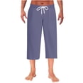 thumbnail image 1 of lulshou Mens Pajama Pants Solid Color Straight Leg 7/8 Length Sleep Pants Elastic Waist with Pockets for Home Daily & Sleep Wear, Purple, XXXL, 1 of 7