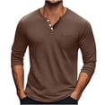 thumbnail image 1 of lulshou Mens Shirts Solid Color Long Sleeve Casual Button Down Top with Round Neck for Everyday and Fashion Style, Brown, XXXL, 1 of 6