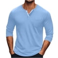 thumbnail image 1 of lulshou Mens Shirts Solid Color Long Sleeve Casual Button Down Top with Round Neck for Everyday and Fashion Style, Sky Blue, XXL, 1 of 6