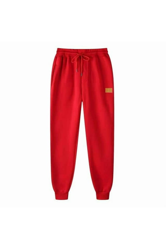 Mens Sweatpants Solid Color Athletic Casual Style Jogger Pants Versatile Comfortable Daily & Active Wear Garment Men's Pants, Red, XXL