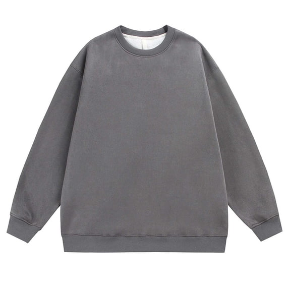 lulshou Mens Sweatshirt Solid Color Long Sleeve Crewneck Sweatshirt Casual Athletic Pullover Casual Daily Wear, Dark Gray, XXXXL