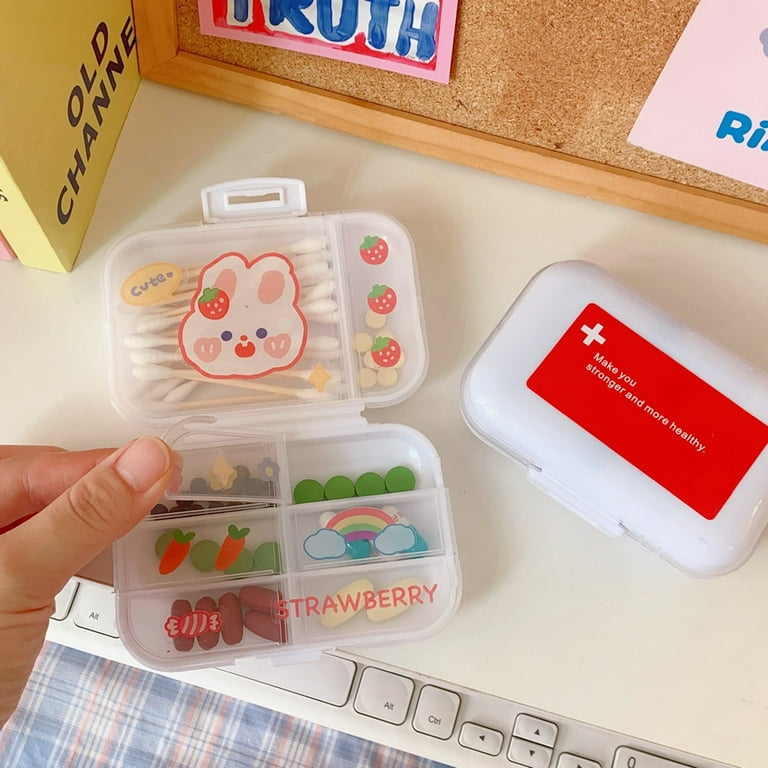 lulshou Pills Organizer Portable Household Divider Box Travel Business Mini  Small Box Storage Box Transparent Box Cute Storage Box 